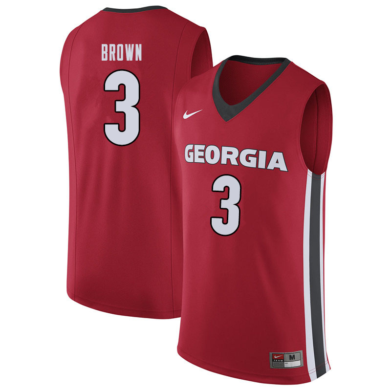 Men #3 Christian Brown Georgina Bulldogs College Basketball Jerseys Sale-Red - Click Image to Close